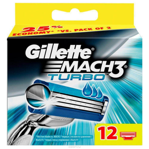Лезвия Gillette Mach3 Turbo 12 шт